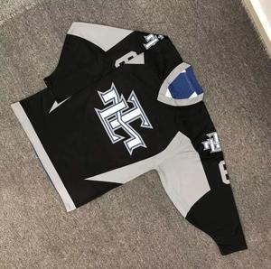 Maillot de hockey sur glace personnalisé pour adulte, imprimé par transfert thermique, 100 % polyester, anti-humidité, col en V, pour hommes et femmes, maille 220g - Product Image 3