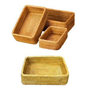 Durable <b>Rectangular</b> Wicker RATTAN <b>BASKET</b> / TRAY Handmade Woven Trays for Hospitality and Home Use - Product Image 1