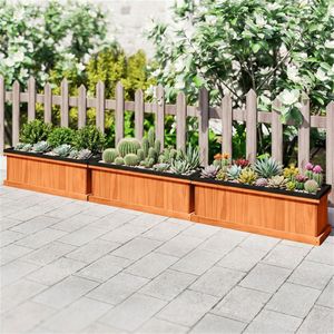 Fioriera da Giardino 71x24x25 cm con Fondo Staccabile, Rivestimento Protettivo in Pino per Erbe, Fiori e Verdure - Product Image 3