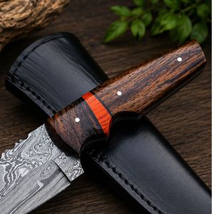 Couteau de chasse artisanal en acier Damas avec manche en bois et étui en cuir, couteau de camping personnalisé pour l'extérieur - Product Image 3