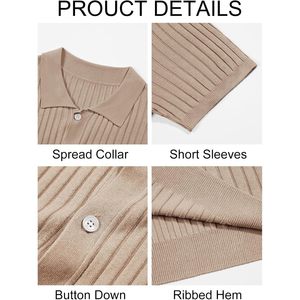 Punto de hombre de alta calidad para camisa Polo, camisetas de manga corta con botones para Golf Beach, patrón sólido antiarrugas, técnica oscura hecha - Product Image 3