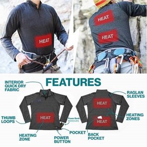 Machine <b>Wash</b> Men Women 5V USB Powered Heated Underwear Top Long Sleeve Top with 3 Heating Zones - Product Image 5