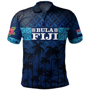 เสื้อโปโลแขนสั้นลายธงชาติฟิจิสำหรับผู้ชาย ทรงปกติ ระบายอากาศได้ดี ผลิตจากโพลีเอสเตอร์ 100% เหมาะสำหรับใส่ลำลอง - Product Image 6
