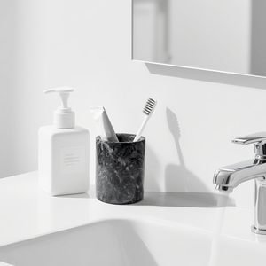 Pen Holder Stand Italy Natural Premium True Marble Makeup Brush Holders, Tableware Organizer Desk Pencil Cup for Home Office - Product Image 2