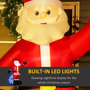 8ft LED <b>Christmas</b> <b>Inflatables</b> Outdoor Smiling Santa Claus Gift Bag Blow-Up Yard Decorations for Lawn Holiday Yard Decorations - Product Image 4