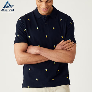 Polo Personalizado con Estampado de Frutas para Hombre, Camisa Ligera de Cuello Alto en Azul Marino Oscuro, Manga Corta, Ropa para Vacaciones de Verano - Product Image 1