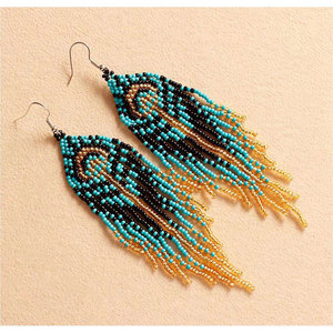 Boucles d'oreilles coréennes brodées, style bohème, avec pampilles, chaîne, bijoux raffinés, pour le quotidien, par MD HANDICRAFTS - Product Image 5