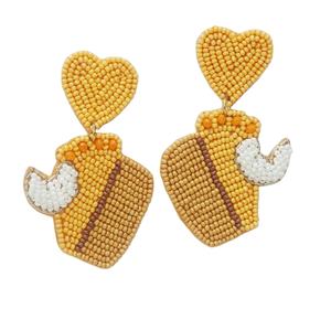 Boucles d'oreilles brodées à la main avec perles pour femmes et filles, bijoux en acier inoxydable tendance pour l'automne par MD HANDICRAFTS - Product Image 1