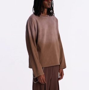 Sweat-shirt à col rond surdimensionné pour homme, pull en tricot marron uni, manches longues, style décontracté streetwear, fabricant OEM ODM - Product Image 3