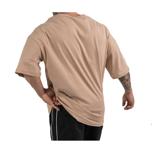 <b>Men's</b> Oversized O-Neck Short Sleeve <b>T</b>-<b>Shirt</b> Solid Color Contrast Trim Casual Jersey Fit 100% Cotton - Product Image 4