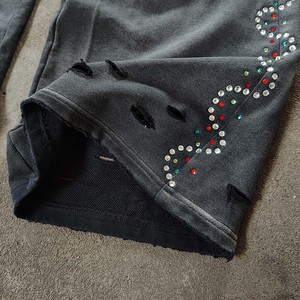 Pantalones Glory Personalizados con Efecto Desgastado y Pedrería, de Alta Calidad, 100% Algodón, Corte Ancho y Holgado - Product Image 4