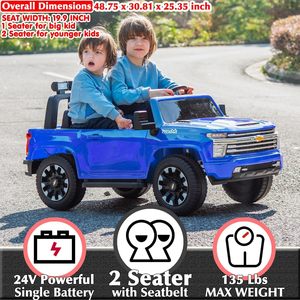 Auto de Juguete de 24V para 2 Personas con Control Remoto, Camioneta Silverado Licenciada para Niños y Niñas - Reproduce Música (Azul) - Product Image 2