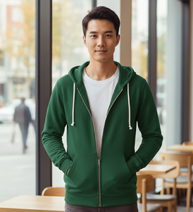 Sweat-shirt à capuche zippé pour homme en molleton de coton, avec cordon de serrage réglable, doux, chaud, à manches longues, pour un usage décontracté - Product Image 5