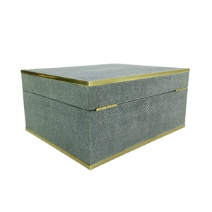 Alta calidad al por mayor cerradura de borde de latón 0,24x0,19x0,1 MDF Shagreen terciopelo Vietnam origen Faux Shagreen joyero de lujo - Product Image 5