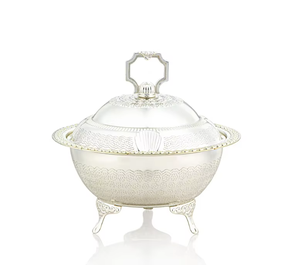 Casserole en acier inoxydable avec couvercle, design rond, finition polie, style classique durable, 24 cm, lavage à la main uniquement - Product Image 1