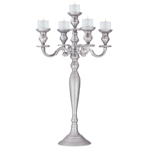 Luxurious 5 Arm Antique Aluminium <b>Tall</b> Floor Metal Candelabra Candle Holder for Wedding Event <b>Table</b> Centerpiece & Home Decor - Product Image 3