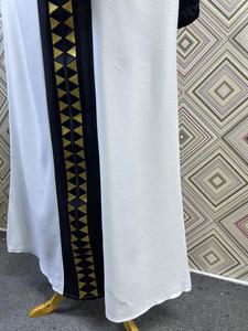 Wholesale Modest Dubai Beaded Sequined <b>Long</b> Sleeve Abaya Muslim Traditional Handmade Wedding Women Polyester Breathable V Neck - Product Image 2