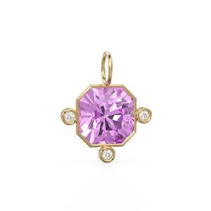 14k Yellow <b>Solid</b> <b>Gold</b> Diamond 7ct Kunzite Bezel <b>Pendant</b> February Birthstone Radiant Pink Gemstone Fine <b>Pendants</b> Charms Jewelry - Product Image 3