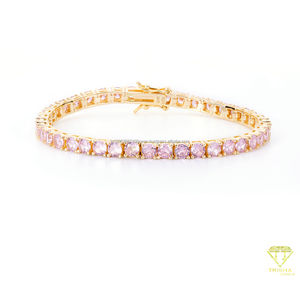 Bracelet de tennis émeraude de luxe cristal vert blanc pierre taillée glacée zircon cubique à la mode élégant Bracelets à maillons fins - Product Image 5