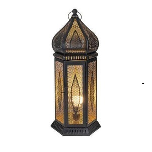 Lampes à bougies hexagonales marocaines en or ou lanternes marocaines en métal, lanternes décoratives pour la décoration de l'Aïd et du Ramadan - Product Image 3