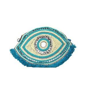 Venta al por mayor de bolsos bohemios a la moda con cierre de cremallera de trabajo de piedra con cuentas hechas a mano y forro de algodón decorado con borlas de perlas - Product Image 1