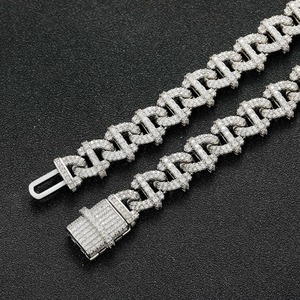 Collar Cubano de Moissanita de Alta Calidad con Incrustaciones de Diamantes, Cadena de Plata de Ley 925 para Moda Hip Hop - Product Image 5