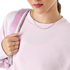 Sudadera de Cuello Redondo Rosa Claro para Mujer, Corte Regular, Color Sólido, Tejido de Algodón, Informal, Manga Larga, para Otoño - Product Image 5