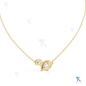 Collar con Colgante de Diamante Cultivado en Laboratorio, Diseño de Pera con Halo y Dos Piedras Toi et Moi, Oro Sólido de 14K/18K, Joyería para Mujer - Product Image 6