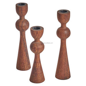 Portavelas de madera rústico grande para ideas de decoración de comedor en casa y configuración de inspiración de iluminación nocturna cálida elegante - Product Image 3