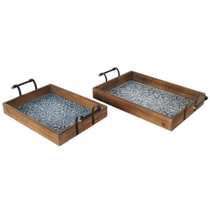 Elegant Premium Wooden Food Serving Tray, Traditional Rectangle Design with Natural Finish and Metal Handle Tray At Cheap Prices - Product Image 6