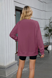 OEM 2026 Trendy Women Clothe Customization Pure Color Thread Round Neck <b>Long</b> Sleeve Loose Sweatshirt Women's <b>Top</b> - Product Image 5