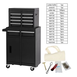 Detachable Top Rolling Tool Chest 5-Drawer <b>Storage</b> Cabinet with Universal <b>Lockable</b> Wheels Adjustable Shelves Tool <b>Box</b> Liner - Product Image 6