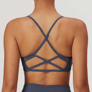 Wholesale Custom Logo Front Cross Shoulder Straps High Support Quick Dry Breathable Spandex/Nylon U-NECK Removable Sports <b>Bra</b> - Product Image 1