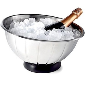 Seau à champagne moderne de luxe en métal doré, refroidisseur à vin, bol à glace sur piédestal, bac de service décoratif pour bars et événements - Product Image 6