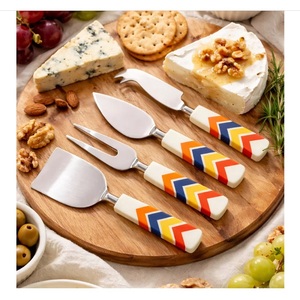 Custom Logo 304 Stainless Steel <b>Cheese</b> <b>Knife</b> <b>Set</b> of 4 Piece With Resin Handle Fork Spreader Heart <b>Knife</b> Wedding Events Tableware - Product Image 2