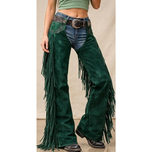 Fazmax Corporation - Pantalones Vaqueros Personalizables de Cuero Genuino, Transpirables, de Corte Relajado, con Cierre de Cremallera y Botones, para Uso en Competencia, para Hombre y Mujer - Product Image 2