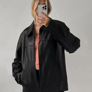 Chaqueta de cuero de invierno para mujer, talla grande, personalizada, al por mayor, ropa exterior transpirable para damas, chaqueta de cuero de talla grande. - Product Image 3