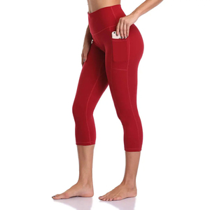 Leggings Capri pour femmes au design optimal, taille haute, cordon de serrage, sur mesure, haute qualité, spandex/nylon, écologiques, respirants, séchage rapide - Product Image 4