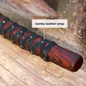A&M ENTERPRISES Industrial Handmade Viking <b>Axe</b> Engraved Norse Knotwork Steel Head Rosewood <b>Handle</b> Crisscross Leather Wrap - Product Image 6