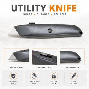Cuchillo Utilitario de Hoja Fija de Alta Resistencia |   Cortador de Cartón Profesional |   Cortador de Cajas Industrial - Product Image 1