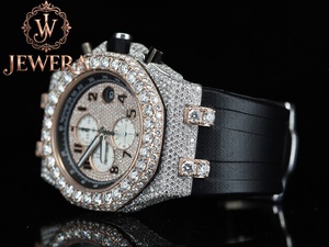 High on Demand Mossinate Luxury <b>Rubber</b> Diamond <b>Watch</b> Premium Timepiece with Genuine Diamonds for Men and Women - Product Image 3