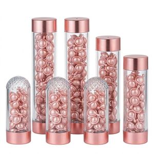 Wholesale Round Transparent PET Vitamin Capsule Tube with Rose Gold Screw Cap for Medicine Softgel Packaging Vietnam Factory - Product Image 4