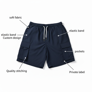 Shorts décontractés pour homme, shorts cargo de plage, demi-pantalons légers, personnalisés, à séchage rapide, écologiques, avec cordon de serrage - Product Image 6