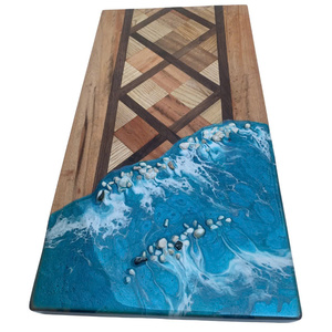 Blue Epoxy Resin Coaster Wooden Coaster <b>Set</b> Custom Coasters for Drinks Luxury Resin Coasters Trending 2026 - Product Image 4