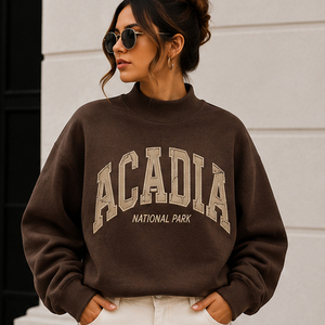 Sudadera de cuello alto oversize para mujer OEM con estampado de letras de parque nacional, de punto, corte regular, estilo otoñal - Product Image 1