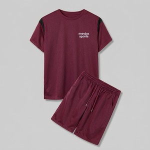 Ensemble de sport assorti Marron Meyba Sports pour homme : T-shirt respirant haute performance et short décontracté à taille élastique pour l'été - Product Image 4