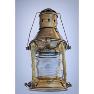 Vintage <b>Brass</b> Cylindrical <b>Lantern</b> with Glass Panel Durable Finish for Home Decoration - Product Image 3