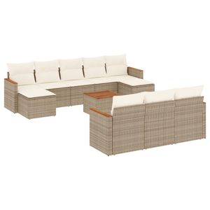 Conjunto de Sofás Modulares Grandes de Ratán Sintético Beige para Jardín, Muebles de Jardín Modulares Cómodos - Product Image 2