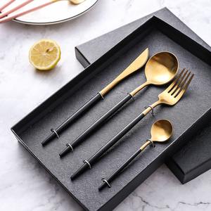 Juego de Cubiertos Modernos de Acero Inoxidable Dorado, Utensilios de Comedor de Lujo, Ecológicos, Aptos para Lavavajillas, Servicio para 6 Personas, Acabado Elegante Tipo Espejo - Product Image 1