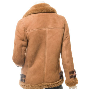 Women's Shearling Motorcycle <b>Jacket</b> With Fur Trim Zipper Closure Winter Warm <b>Biker</b> Style Full Sleeve <b>Suede</b> Coat - Product Image 2
